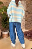Made in Italy Big Softie Stripe Shortie Knit Baby Blue